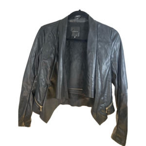 Dynamite vegan leather waterfall collar jacket with zipper details XS